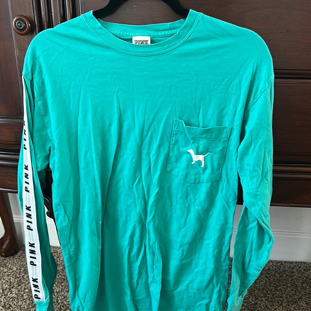 PINK Victoria's Secret Teal Long Sleeve women shirt
